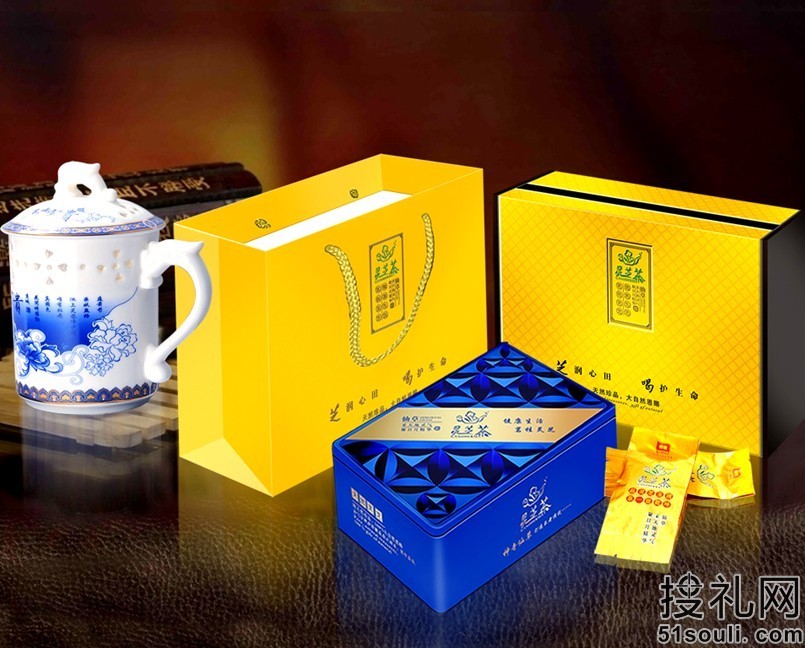 花�_富�F茶�Y套�b(水晶玲��商�毡�+一盒�`芝茶)