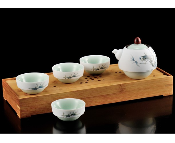 般若 (一�厮谋�+茶�P)玉青瓷茶具