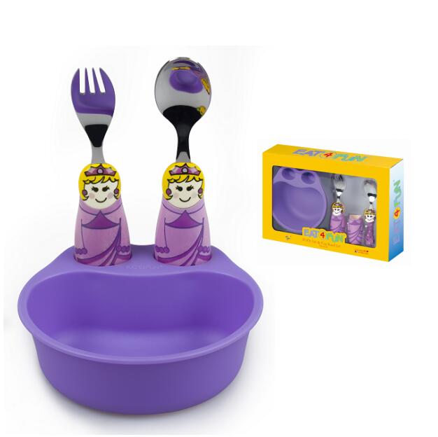 玩�凡屯氩途�3件套（紫碗+紫色公主）EAT- W01S1